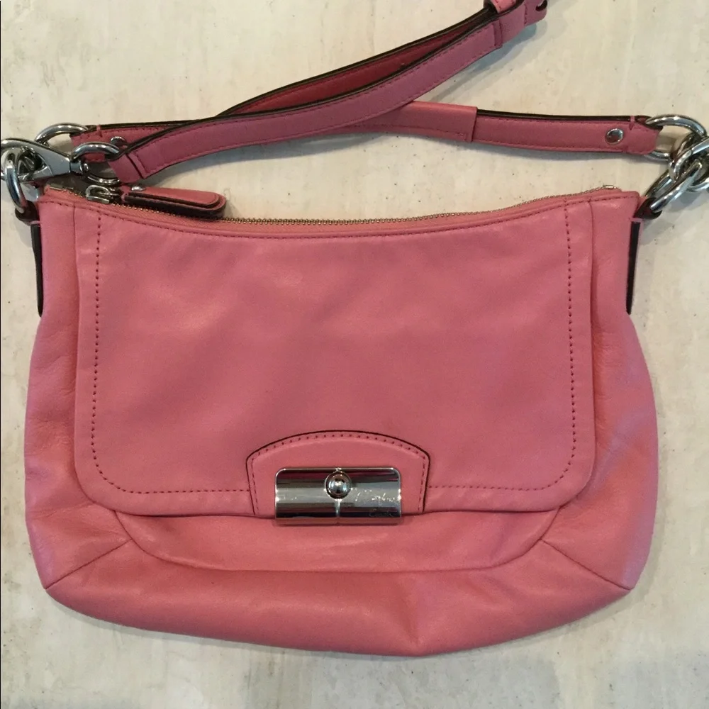 Coach Kristin Leather Crossbody Hobo Bag Authentic Shoulder Handbag Pink